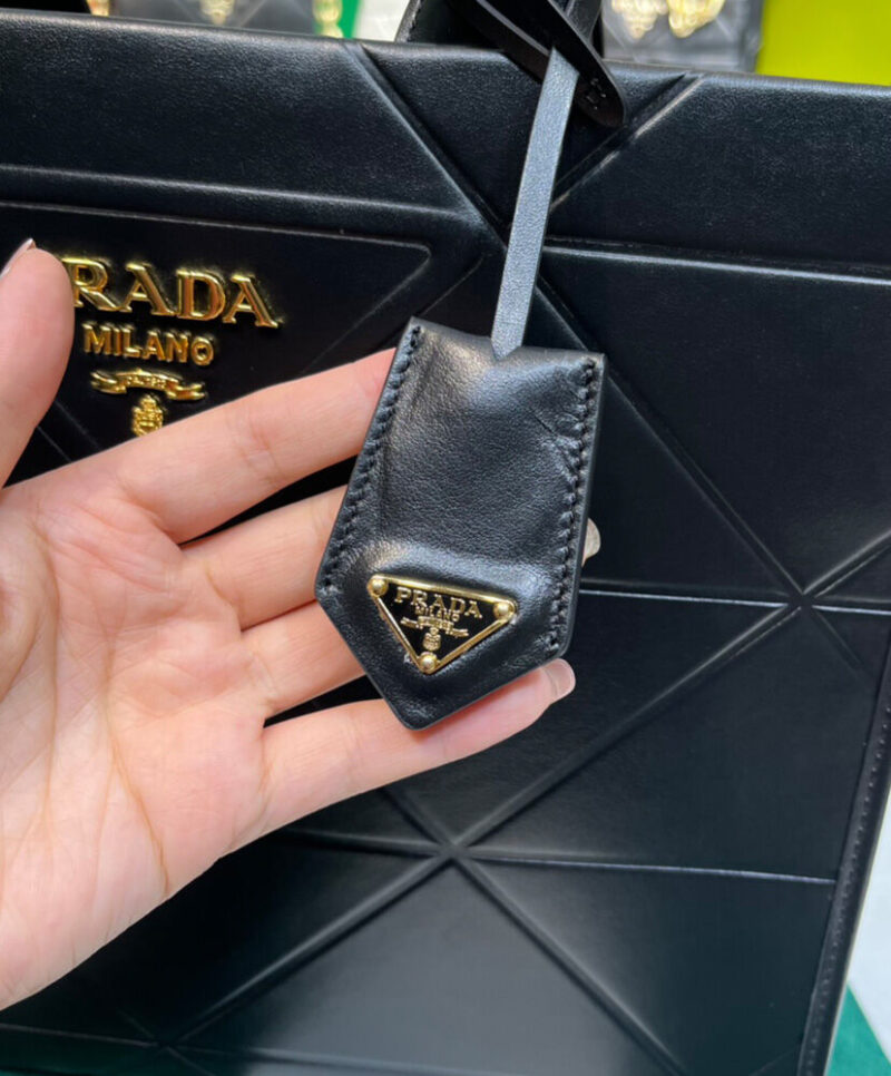 Prada Medium Leather Prada Symbole Bag With Topstitching 1BA378 Black